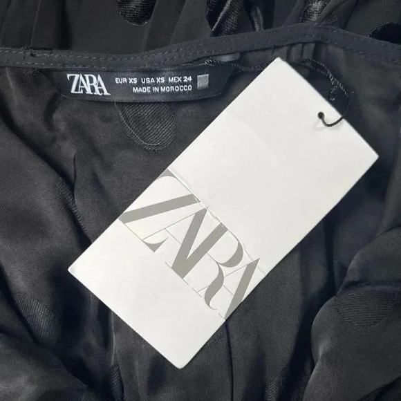 NWT Zara Black Polka Dot Midi Jacquard Dress Size XS - Picture 7 of 12